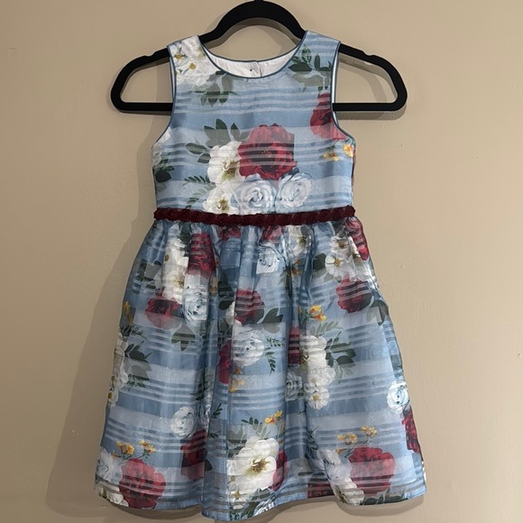 Laura Ashley Other - Laura Ashley Little Girls Floral Shadow Stripe Sleeveles Dress  Girls Size 6X